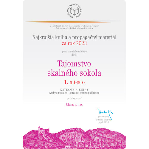 dvojjazyčná kniha Tajomstvo skalného sokola - Najkrajšia kniha o Slovensku za rok 2023