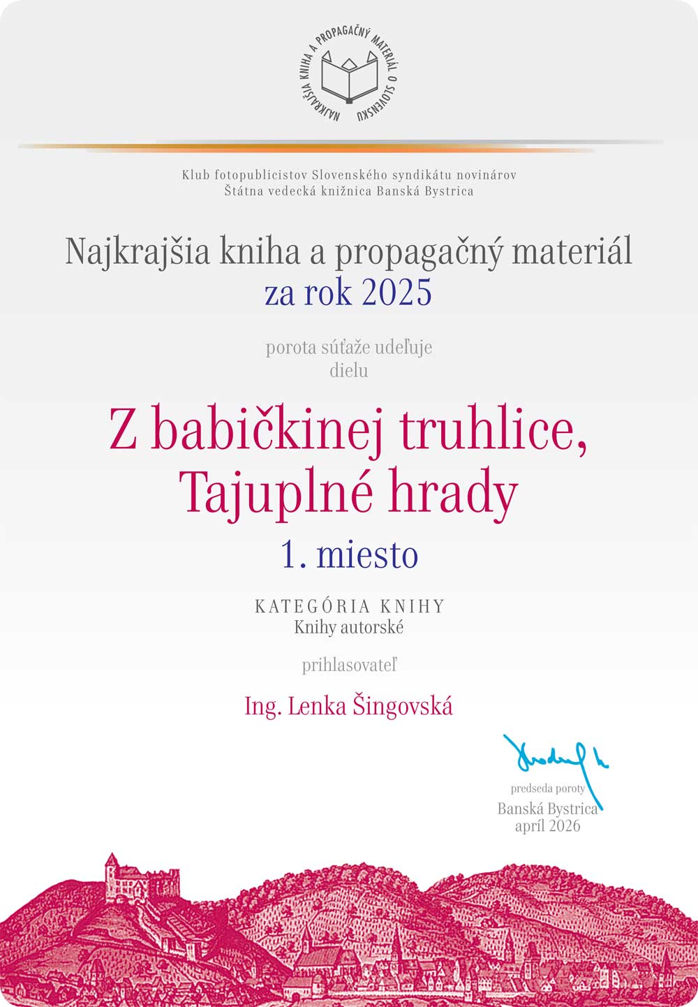 Z babičkinej truhlice, Tajuplné hrady - diplom
